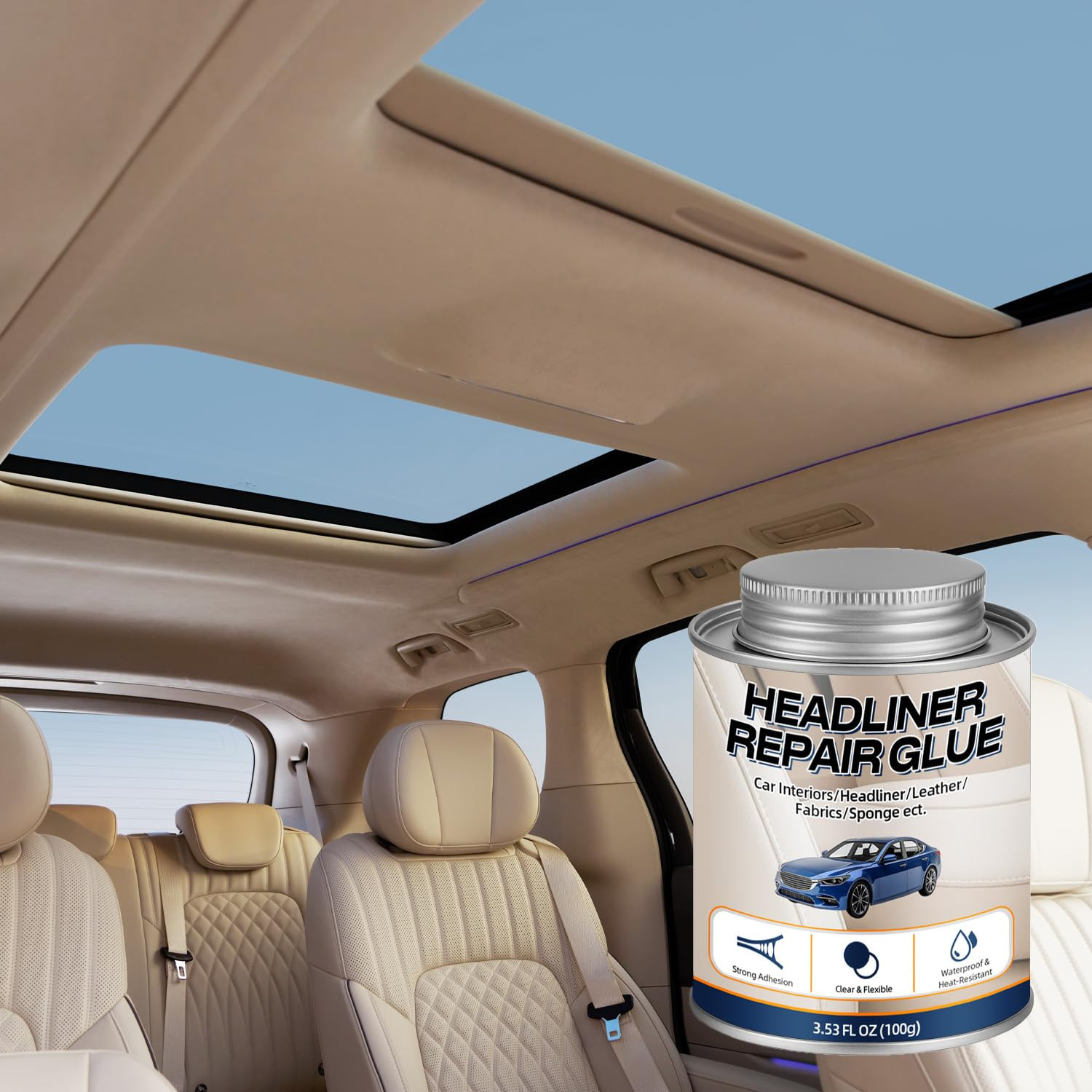 Car Headliner Glue, Upholstery Adhesive, Strong Automotive Interior Glue with Br