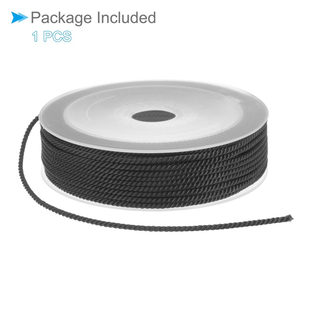 Nylon Thread 2mm 13m String for DIY Craft Black Braided Nylon String