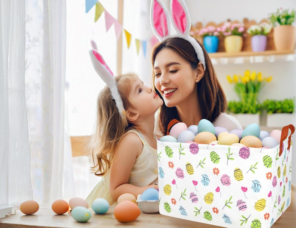 BOOHIT Rectangle Empty Easter Baskets Boy Large Toy Storage Bin Girls collaps...