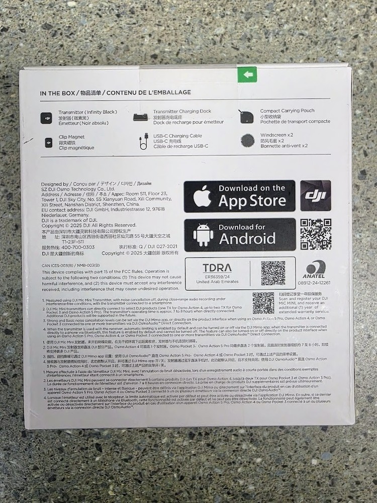 DJI Mic Mini Transmitter, Ultralight, Wireless Lavalier Microphone [Black]