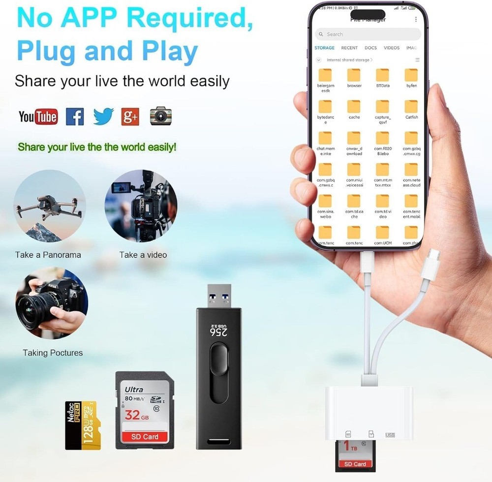 3 in 1 SD Card Reader Lightning USB C Type C To SD TF Card Reader Adapter Memory