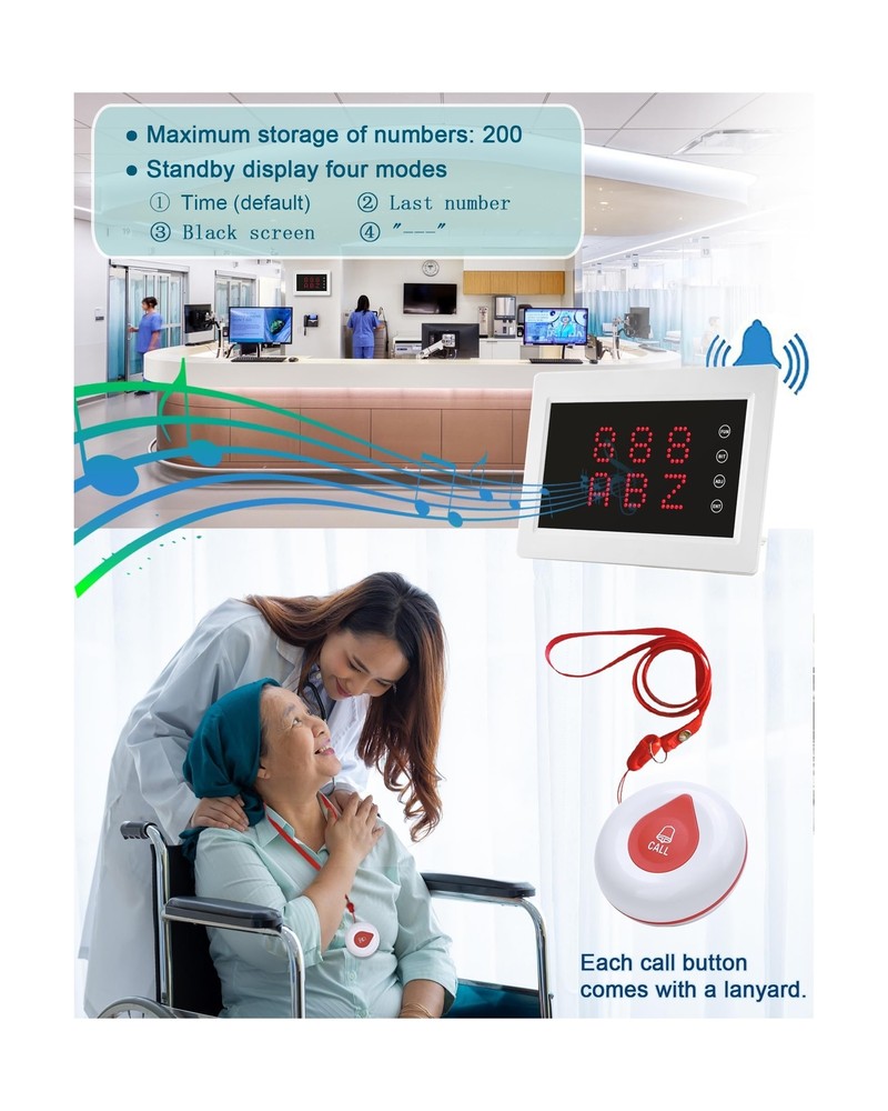 Caregiver Pager System Nursing Pagers Wireless Calling System with 1 Display ...