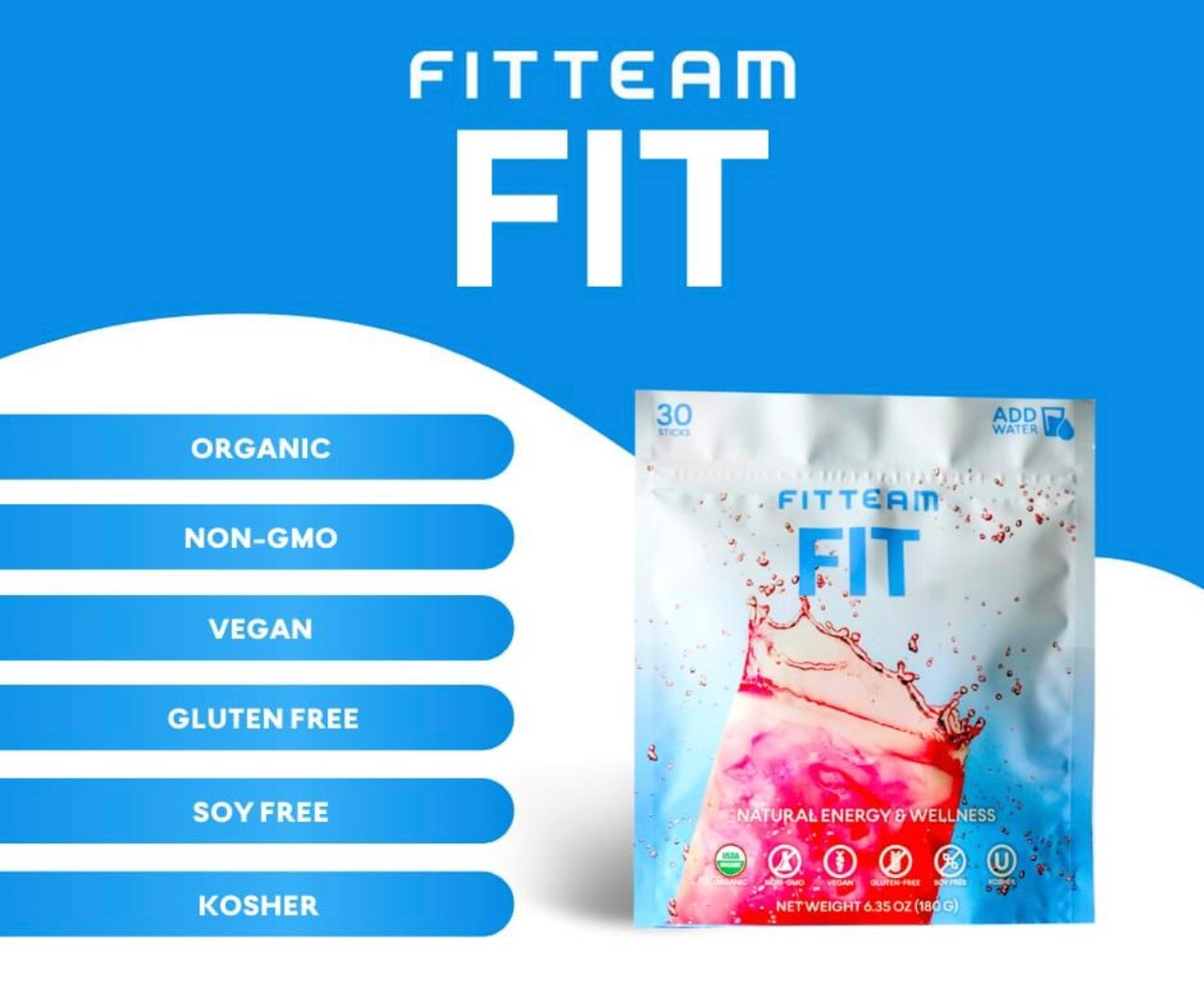 Fit Team Fit Energy Weight Loss Drink Original Authentic Authorized Seller 30 ct