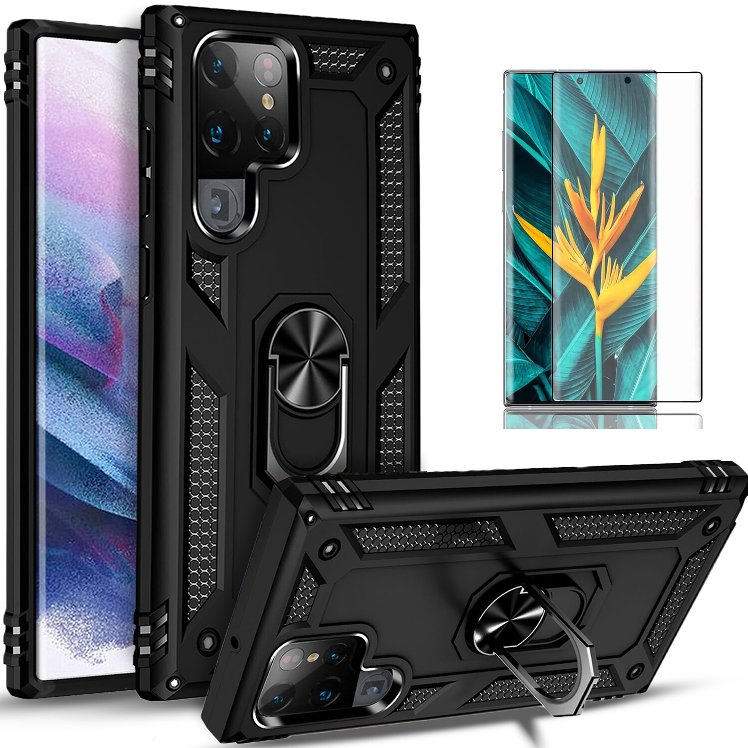 For Samsung Galaxy S24 S23 Ultra S22 Plus S21 FE Case Phone Cover + Screen Glass