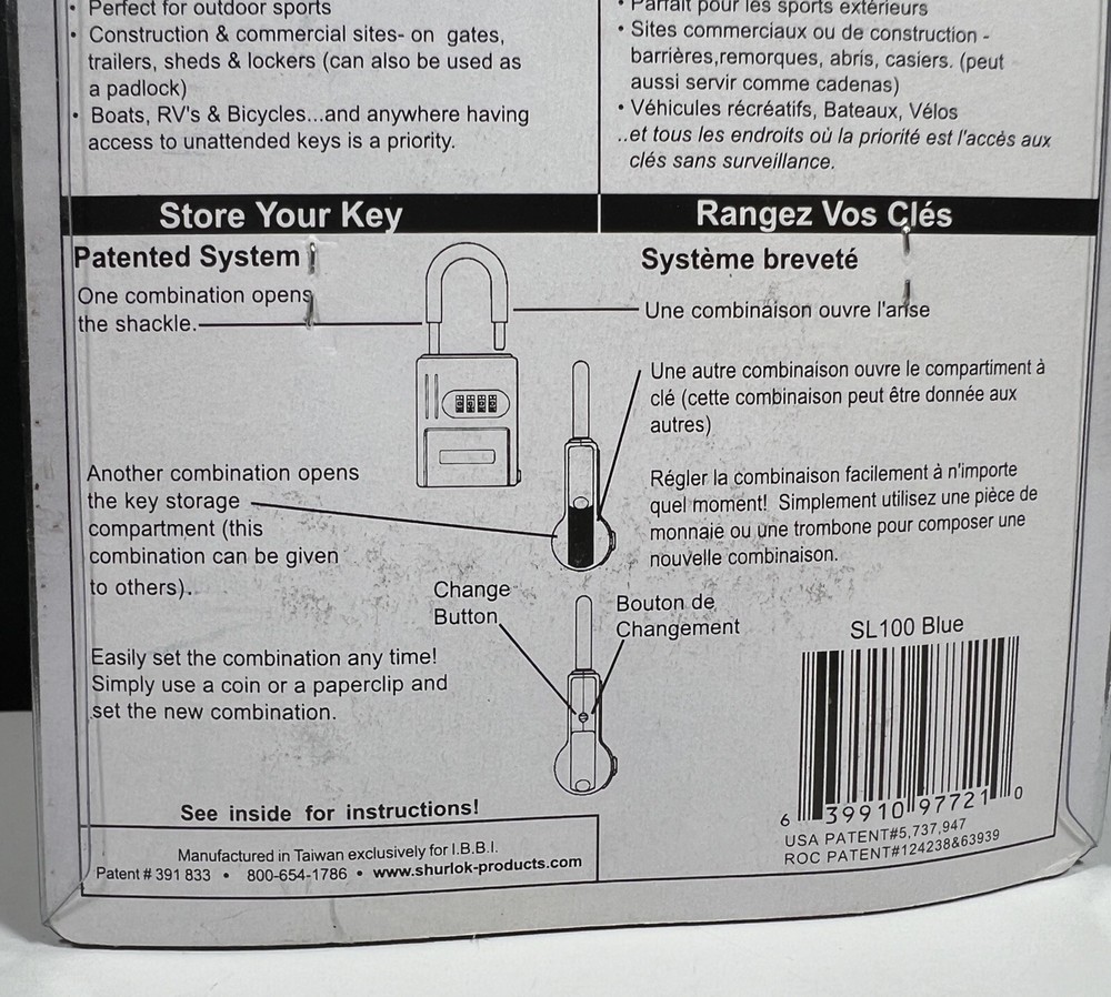 ShurLok SL-100W 4-Dial Numbered Key Storage Combination Lock Box, Blue