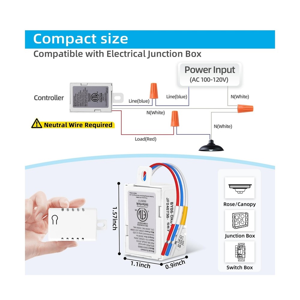 Wireless Dimmer Switch, Remote Light Switch and Receiver kit, Compa... Fast Ship