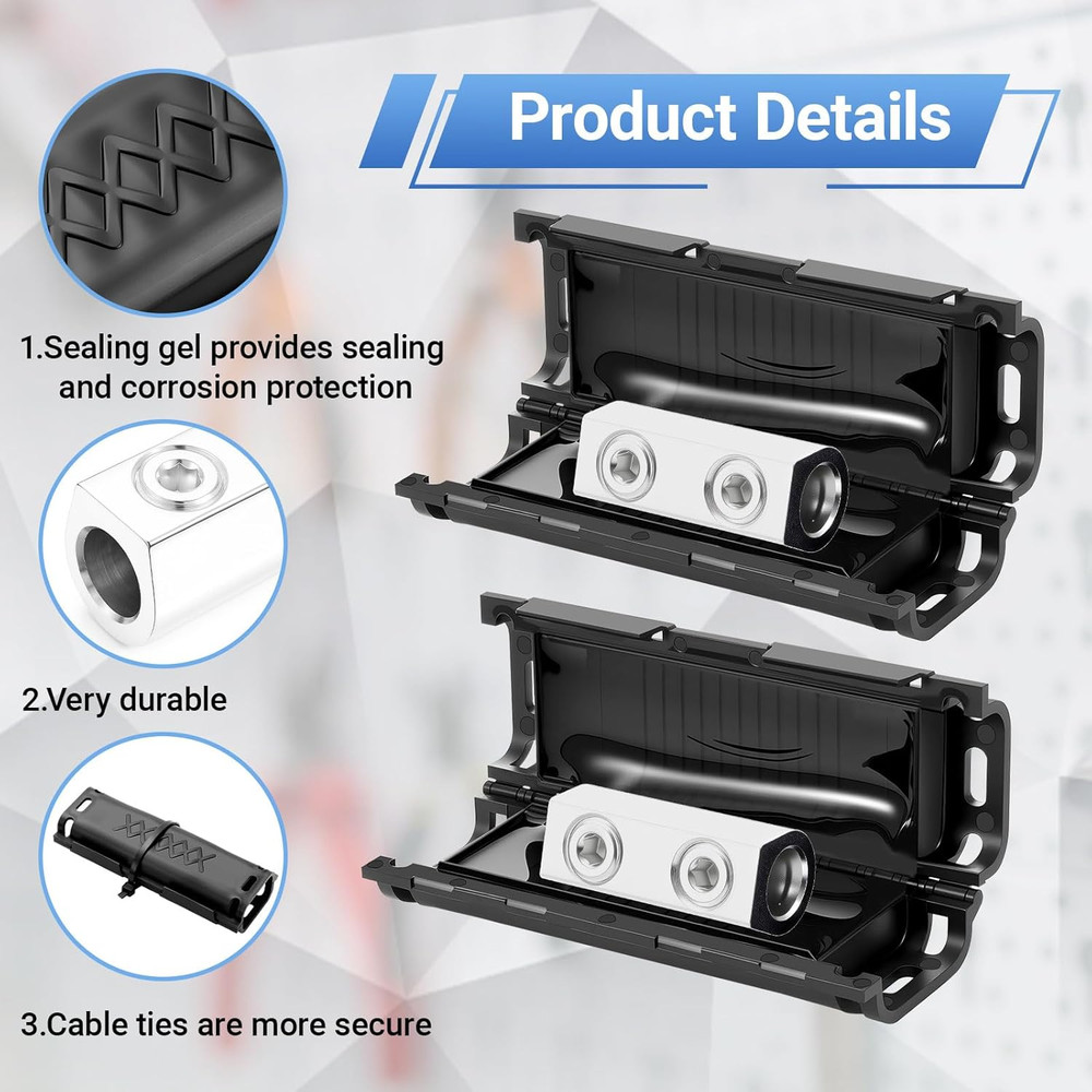 2 Sets 2-4/0 AWG Range Underground Wire Splice Kit with Protective Ca