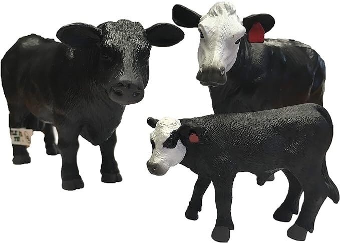 Little Buster Black Angus Bull, White Faced Cow, and Black Baldy Calf Set