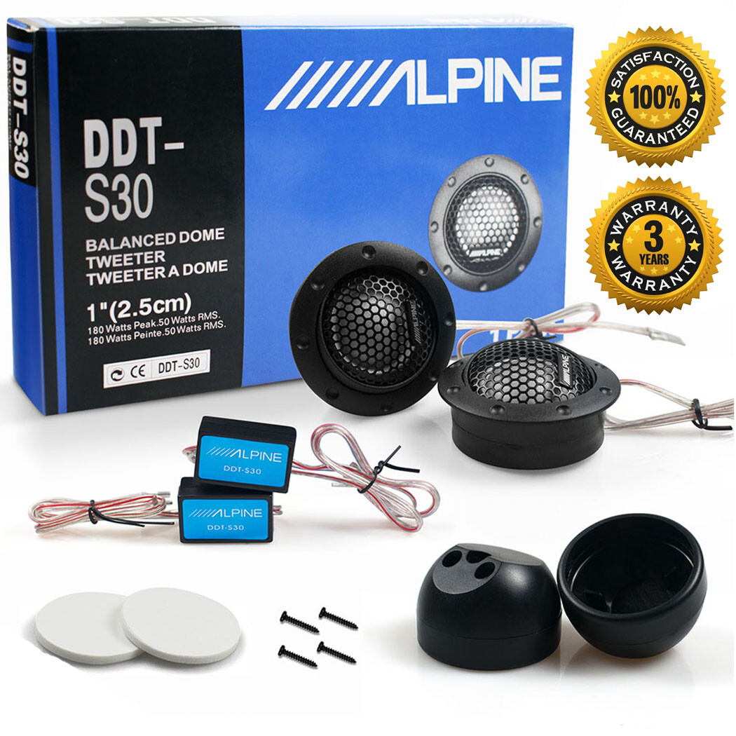 Pair Alpine DDT-S30 360W 2.5CM 1" Soft Dome Balanced Car Audio Speakers Tweeters