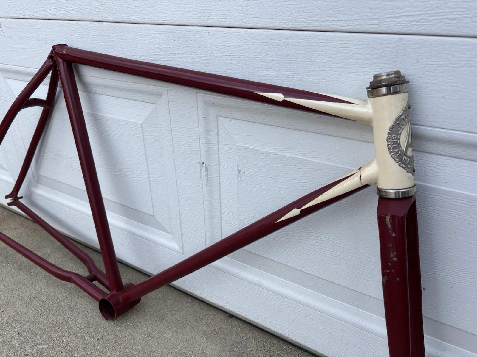 ANTIQUE 1900'S CIRCA ADLAKE 28" REPAINTED MOTORBIKE FRAME SET