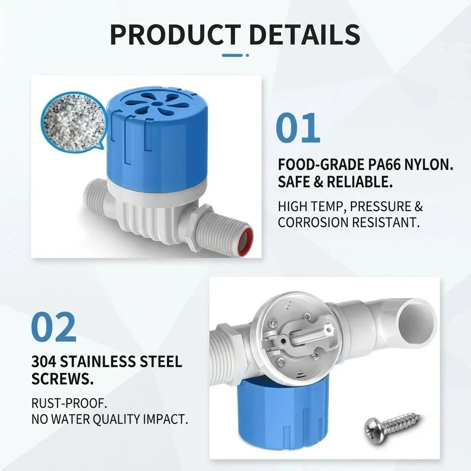 Fully Automatic Water Level Control Float Valve 1/2" Auto Shut Off Water Stop