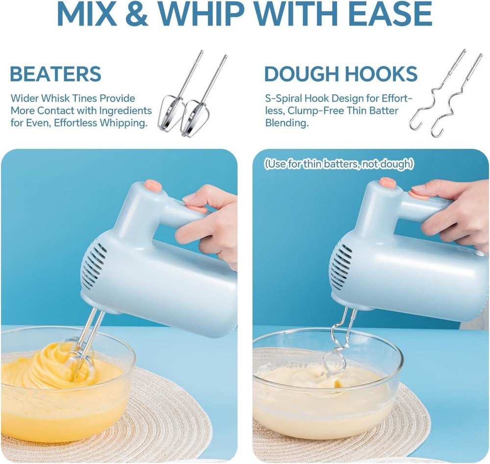 5 Speed Electric Handheld Kitchen Mixer Blue