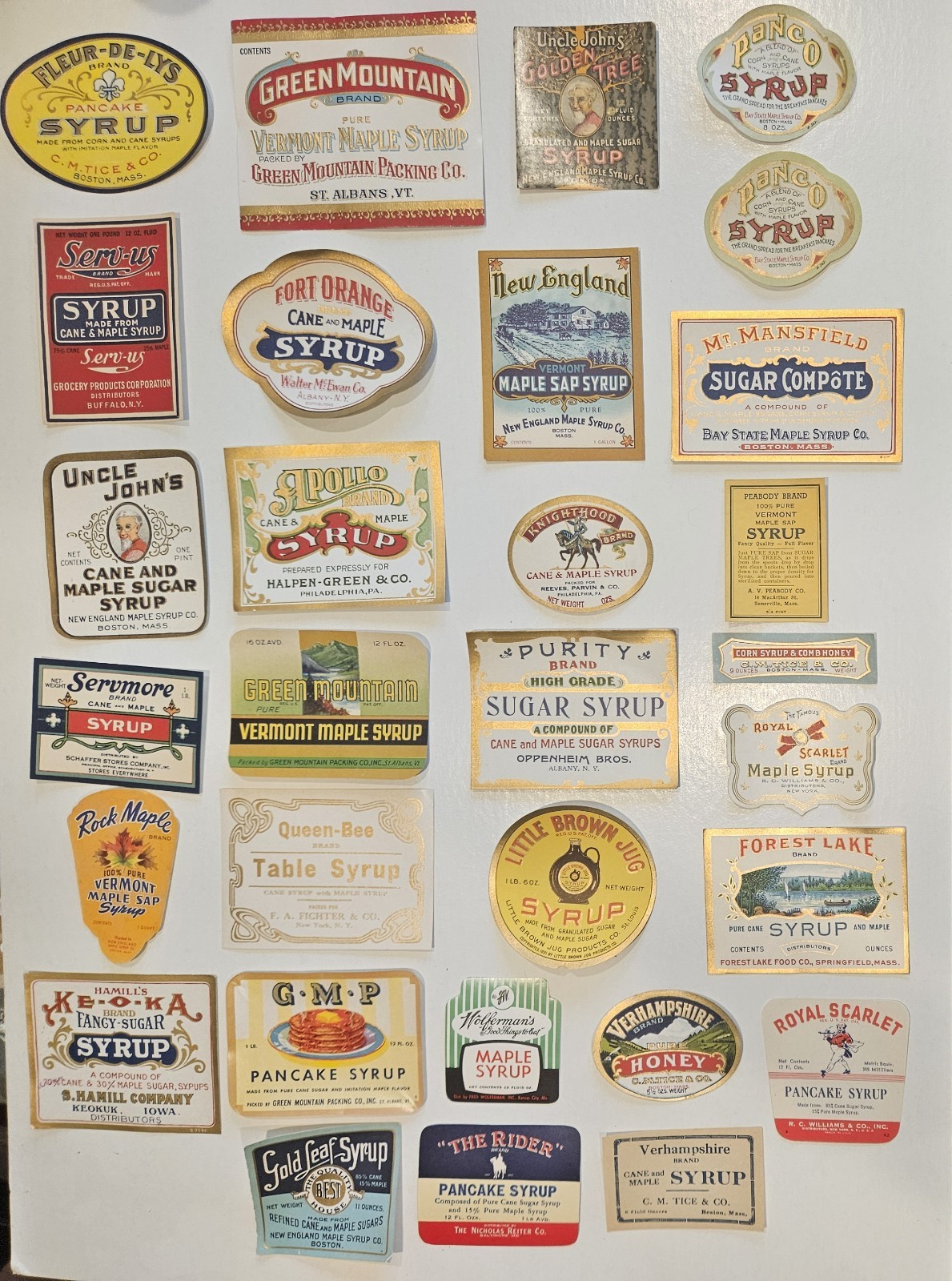 Lot of 30 Different Vintage Old Syrup Labels
