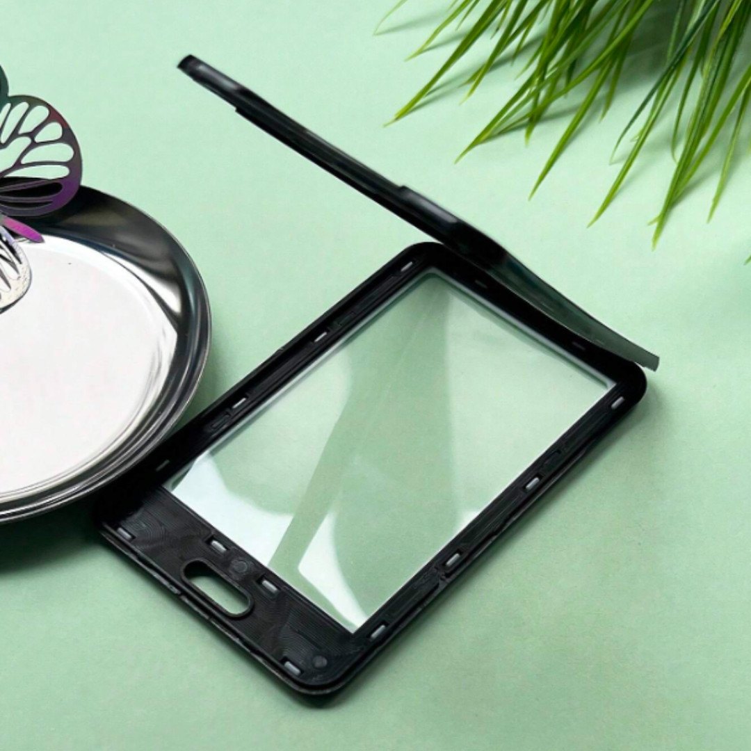 ID Badge Holder with Double-Sided Windows Hard Plastic Vertical ID Card Holder