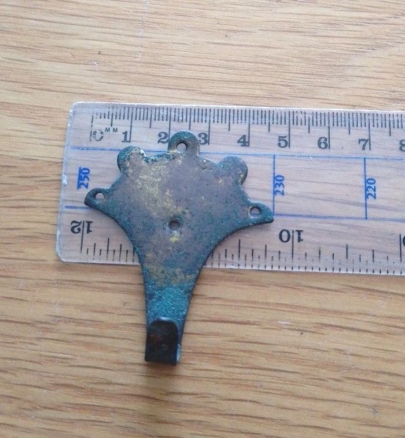 Pair Vintage Solid Brass Picture Key Hooks Reclaimed Salvage