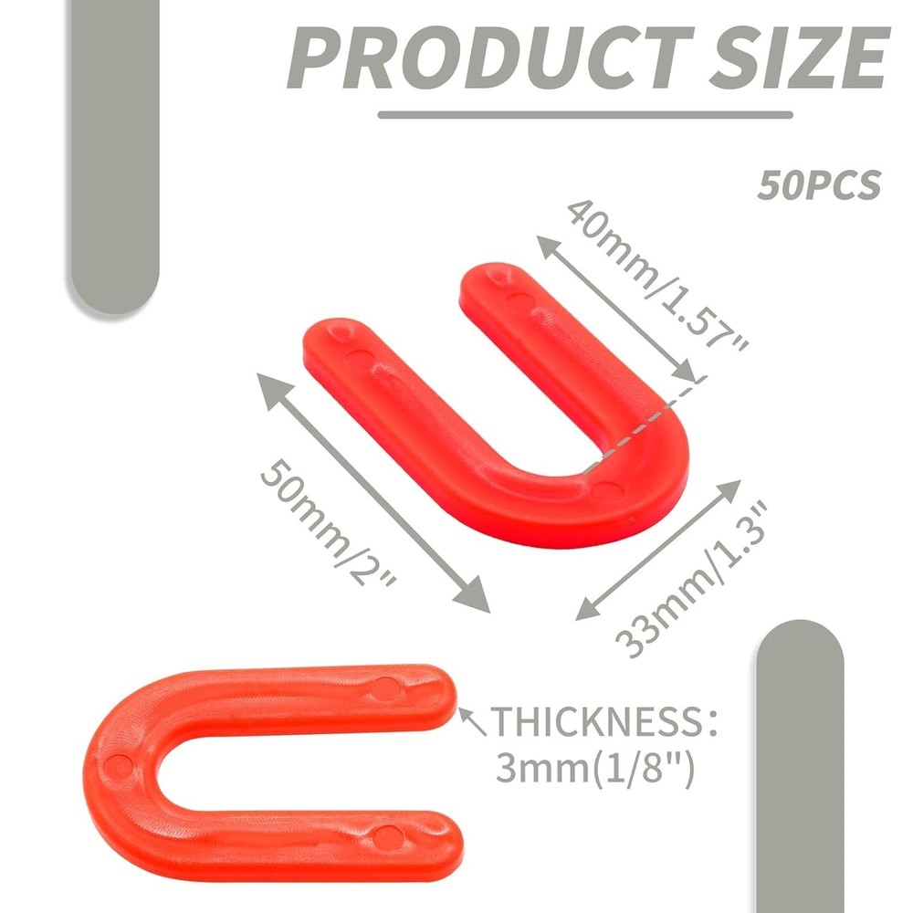 Efficient 50 Pack Red U-Shaped Tile Spacers - 1/8 Inch for Seamless Alignment