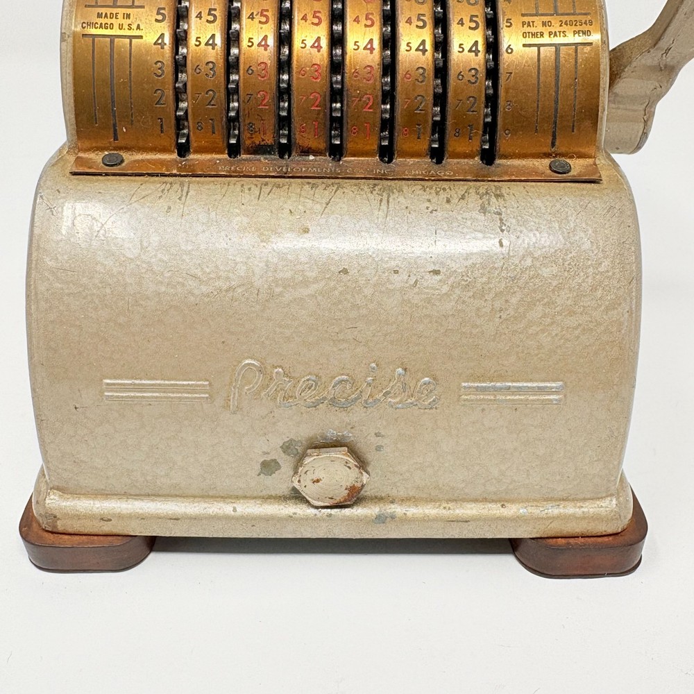 Vintage Precise Mechanical Adding Machine Lever Handle 1940s Chicago Untested