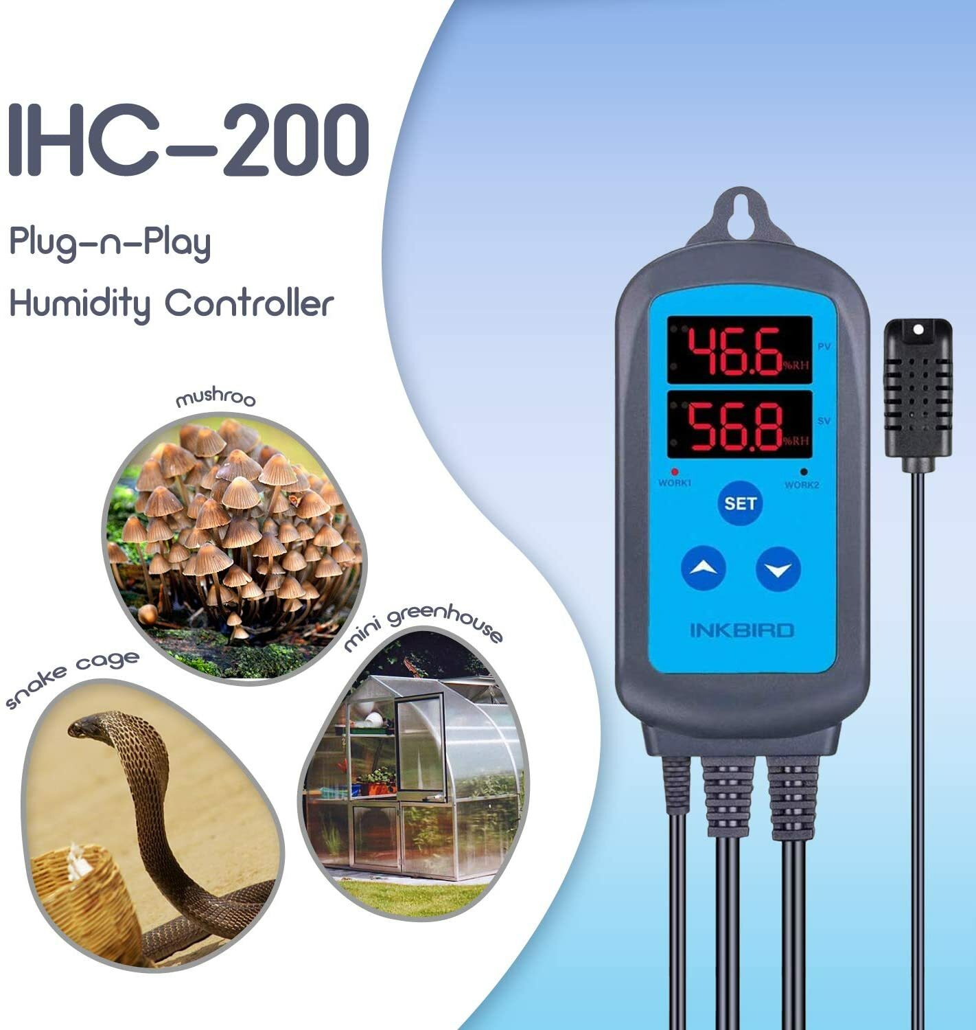 Inkbird Reptile Humidifiers Humidity Control Humidistat Fogger Mushroom Growing