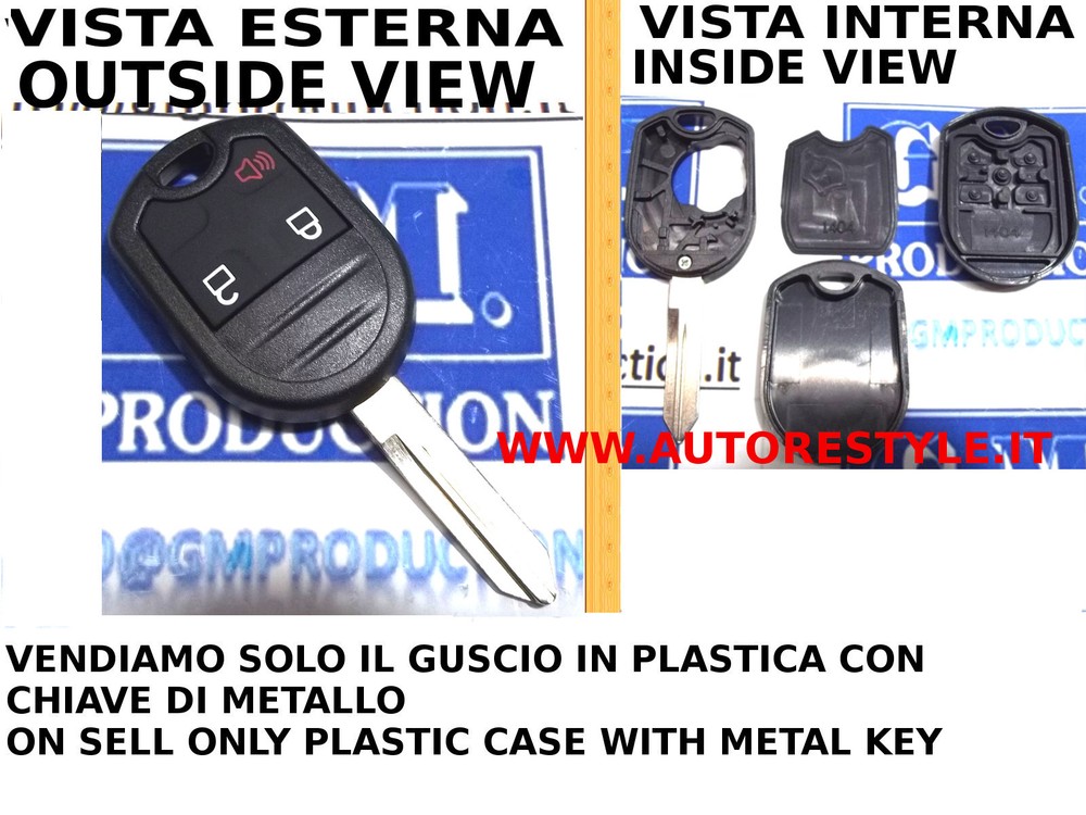 Only Cover Shell for Ford Mustang 3 Button Remote