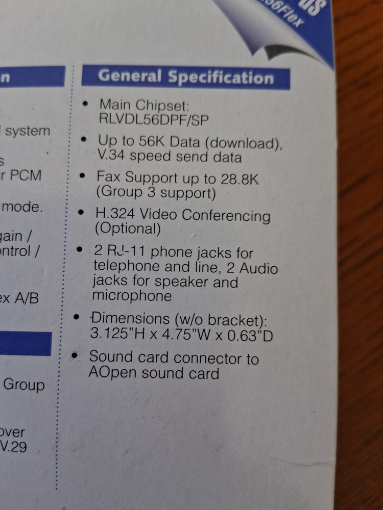 Fax/Modem/Voice AOpen FM596-P from Component Solutions