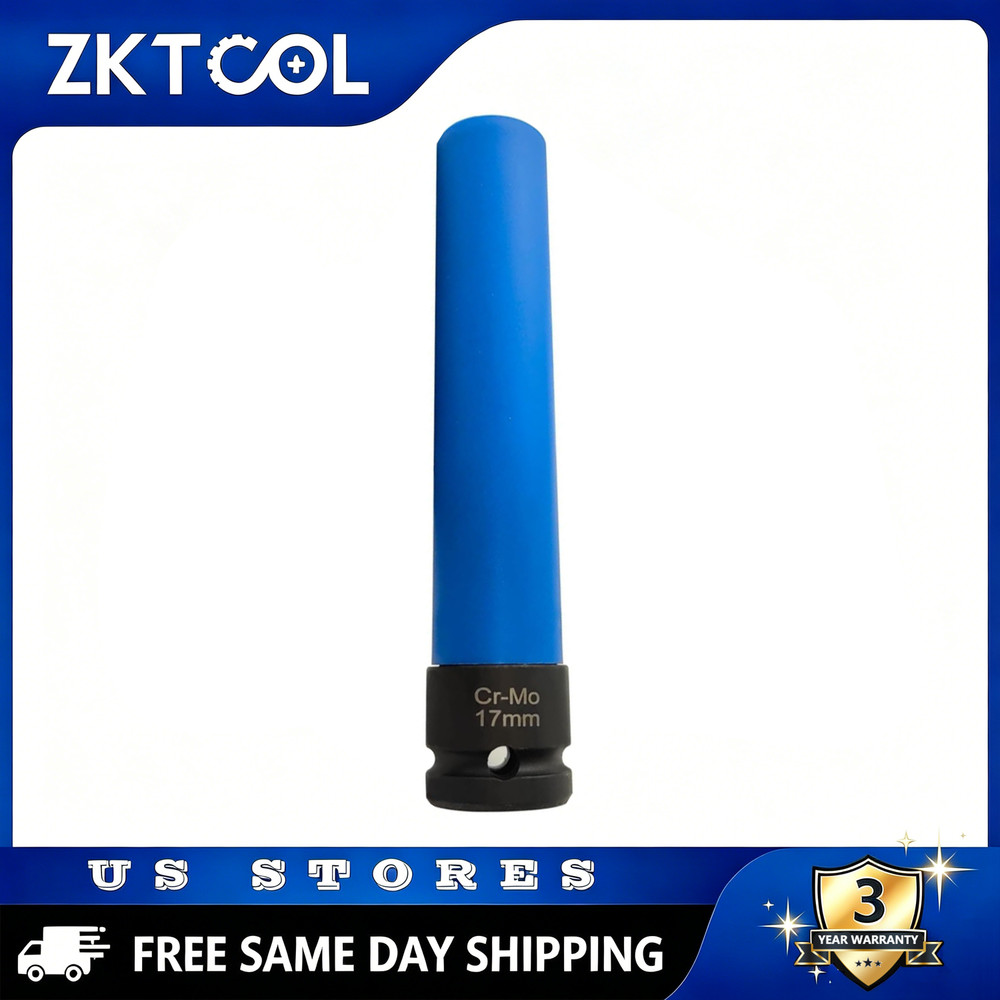 ZKTOOL EXTRA LONG 1/2" Thin Wall Wheel Lug Nut Deep Impact Socket Set Blue