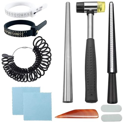 11Pcs Ring Sizer Measuring Tool, Premium Ring Making Kit with Ring Mandrel