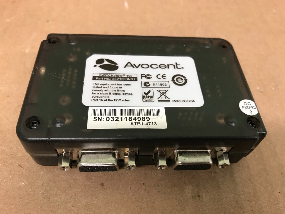 Avocent Switchview 100 2 Port USB KVM Switch model 2SV120BND1