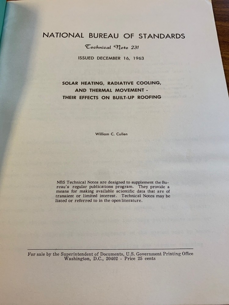 NBS Technical Note 231 Solar Heating Cooling Thermal Commerce Publication Text