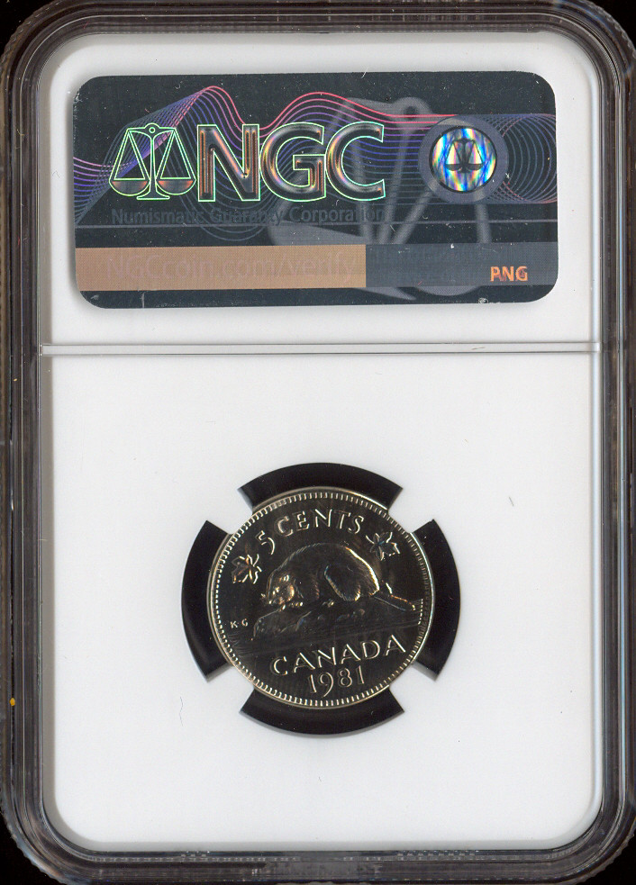 1981 Canada 5 Cents 5C NGC MS68 MAC - Quality