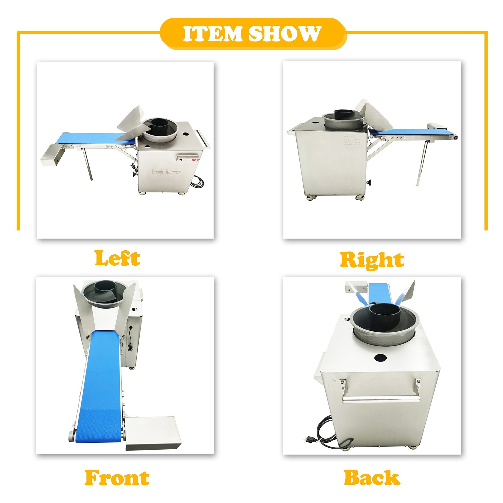 110V Electric Dough Rounder with Conveyor Belt 20-300g Dough Balls Maker Rounder