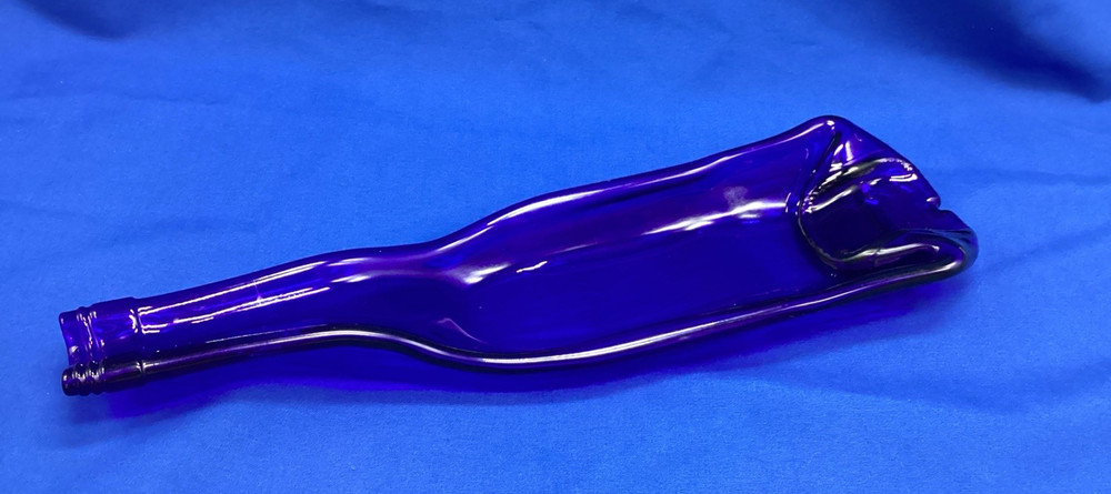 Melted Slumped Wine Bottle - Blue