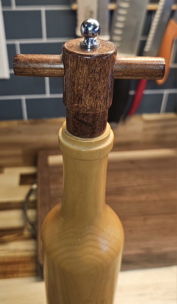 Wine Bottle Wood Pepper Mill Grinder Vintage