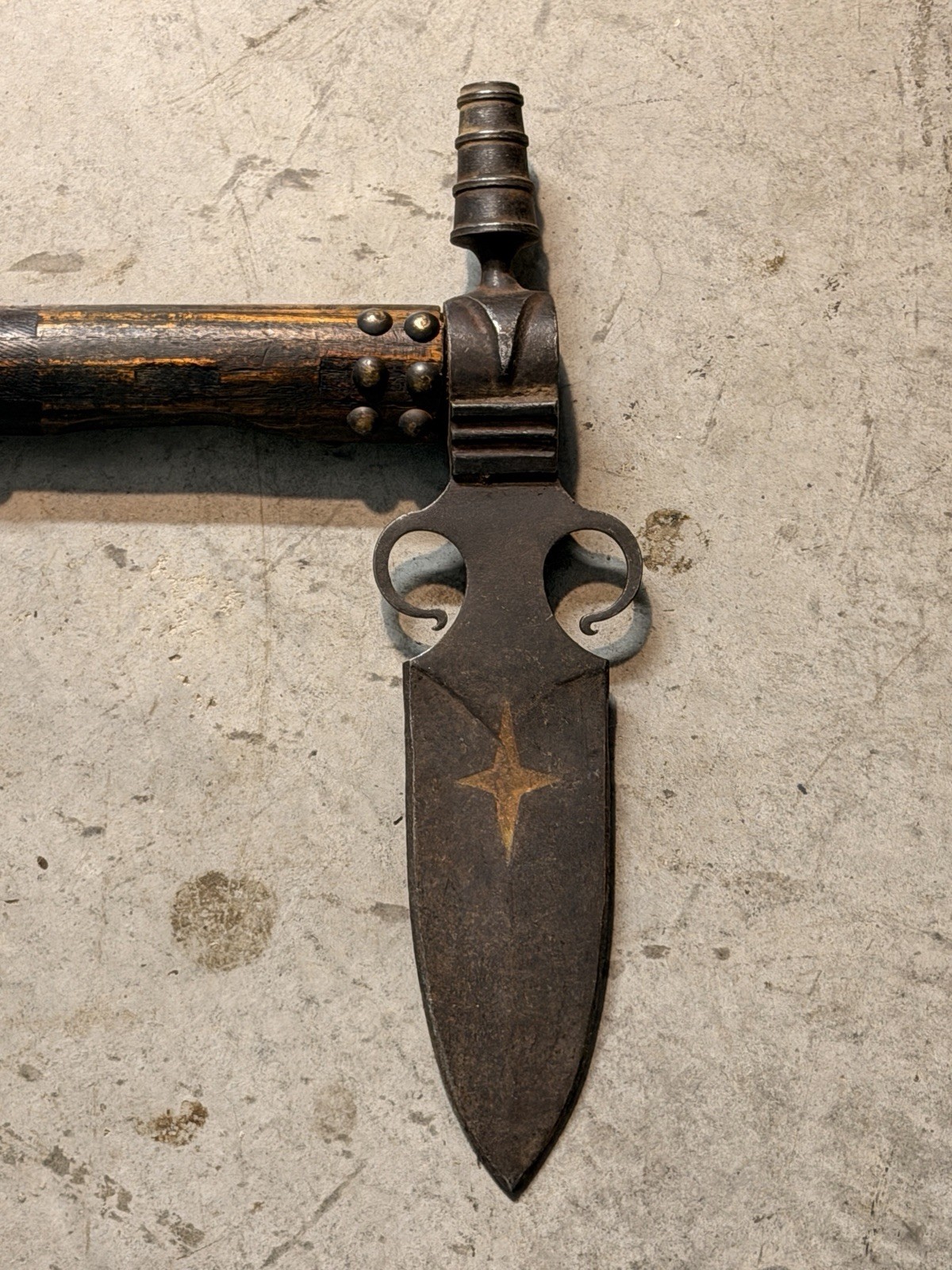 1800’s Plains Indian Pipe Tomahawk with Beaded Drop and Star Engraving