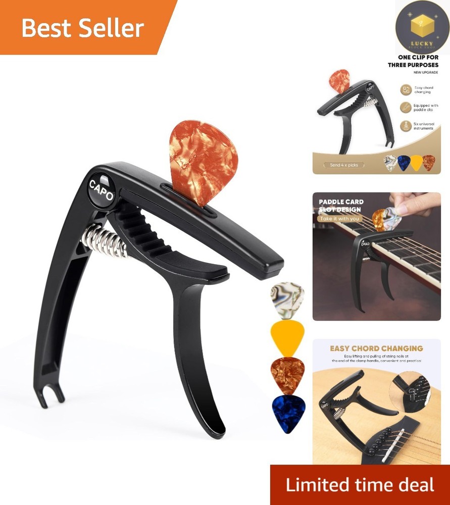 Precision 6-String Guitar Capo with  Picks - Fast, Durable, and Universal