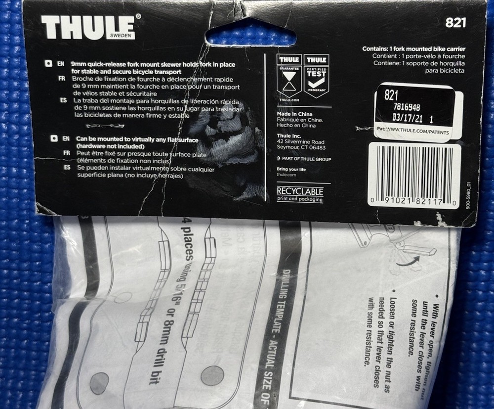 Thule 821 Low Rider Bicycle Fork Mount