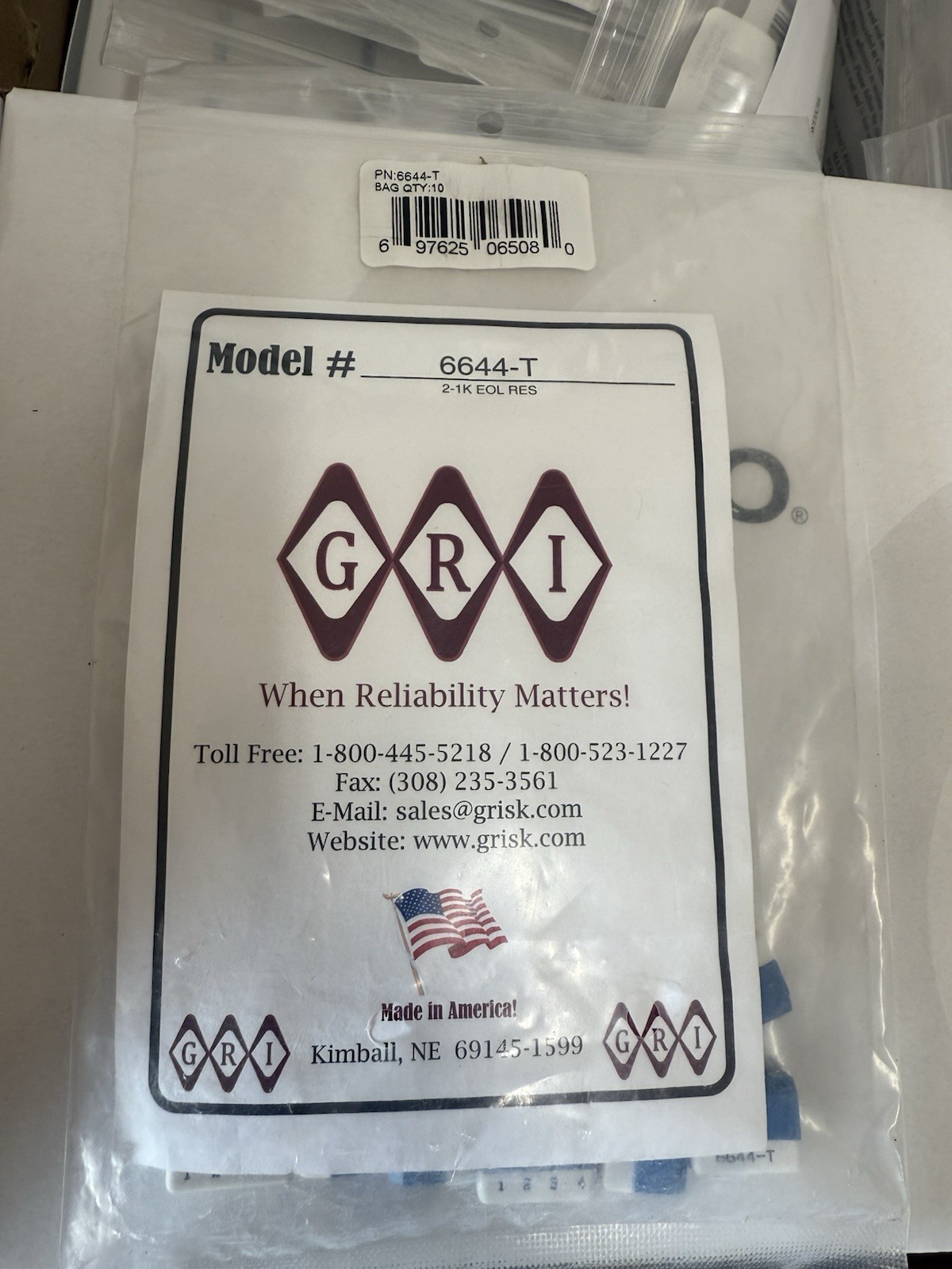 GRI 6644-T Magnetic Contact Resistor Pack, 2-1K, 1/8W with 4-Pin Terminal