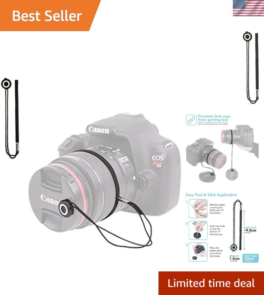 Camera Lens Cap Leash with Elastic String, Compatible with Universal DSLR SLR...