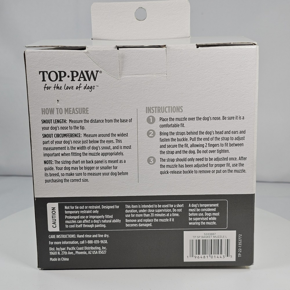 Top Paw Training Adjustable Dog/Canine Basket Muzzle LARGE Muzzle & Strap Only