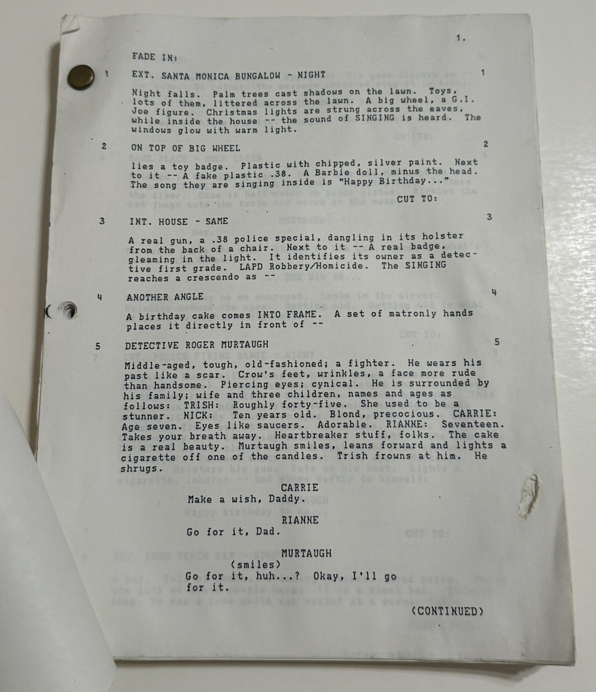 Early LETHAL WEAPON Movie Script - 109pg Version - Missing Cover