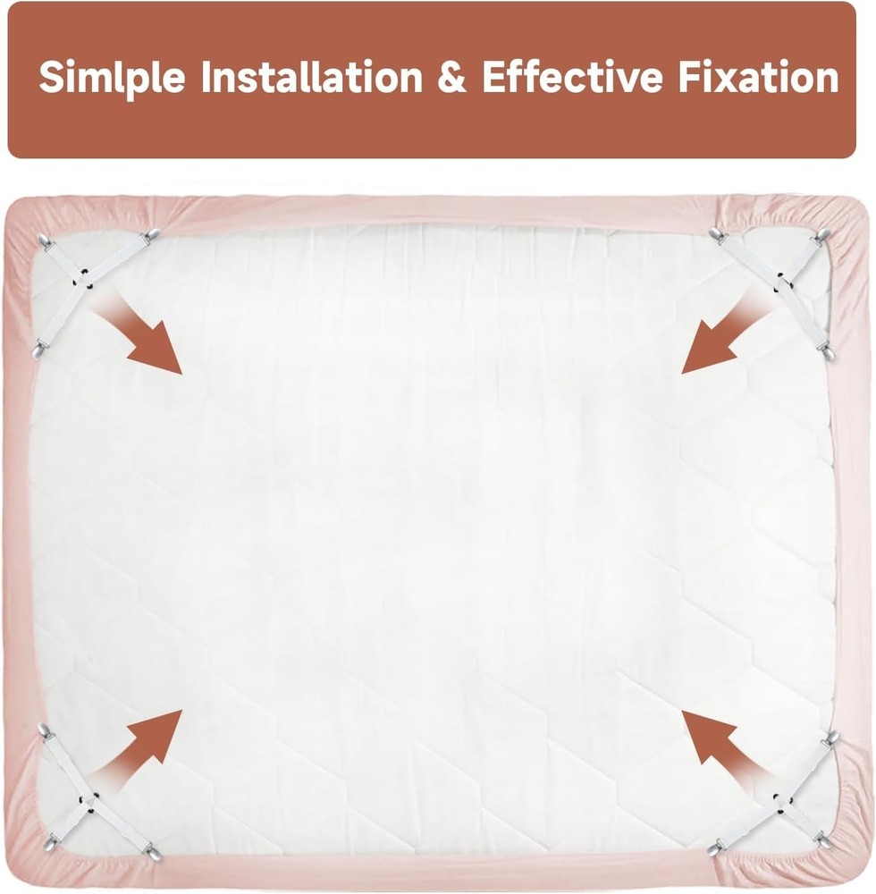 Fitted Bed Sheet Straps - 4-Pc Non-Slip Clips for Secure Bedding & Easy Install