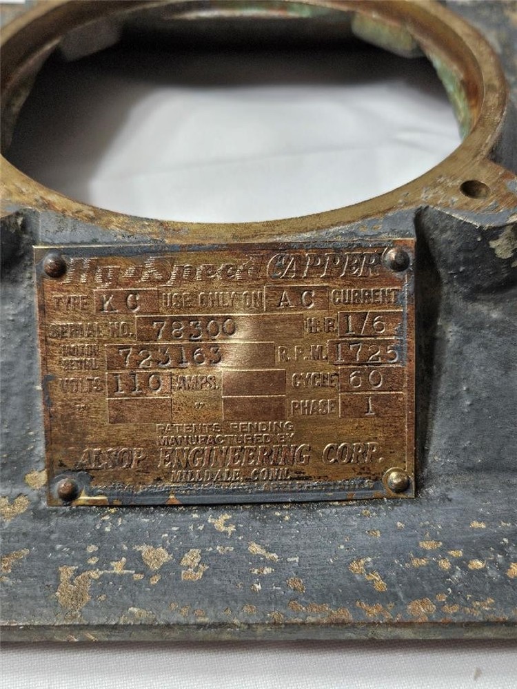 Vintage Solid Cast Brass Machine Motor Base Alsop Engineering Co, Architectural