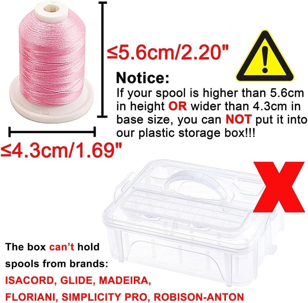 2 Layers Stackable Clear Storage Box/Organizer for Holding 40 Spools Home Emb...
