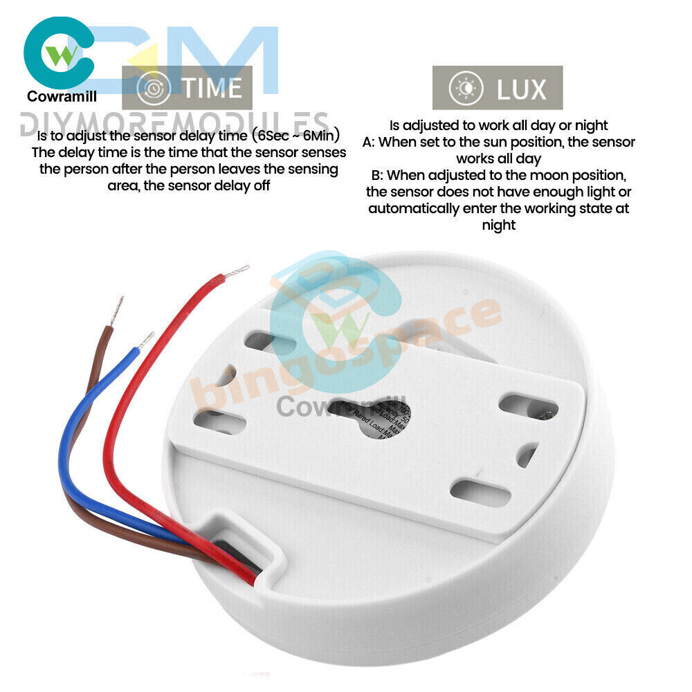 AC85-265V Infrared PIR Motion Induction Sensor 360° Detection For Ceiling Light