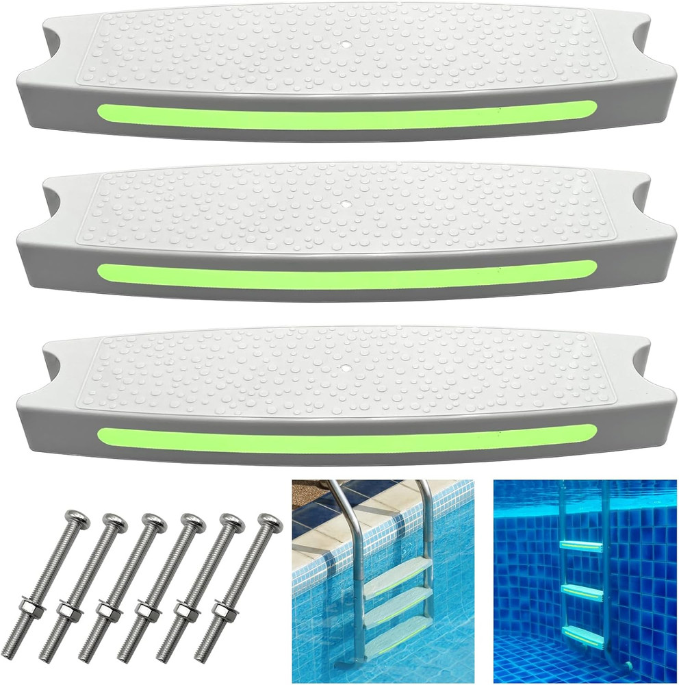 3 Pack Pool Ladder Steps Replacement 18" Universal Heavy Duty Pool Ladder