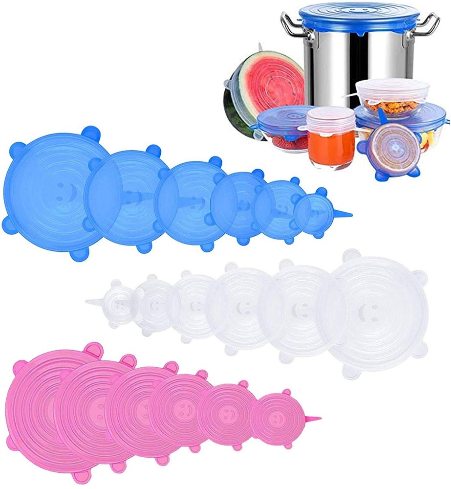 Silicone Stretch Lids, 18 Pack Reusable Transparent