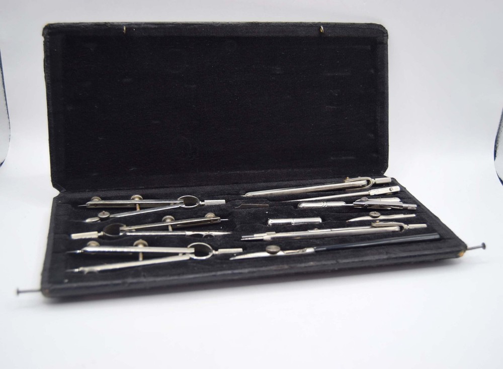 Antique Anker Drawing Instrument COMPLETE Set - Precision Compass Technical