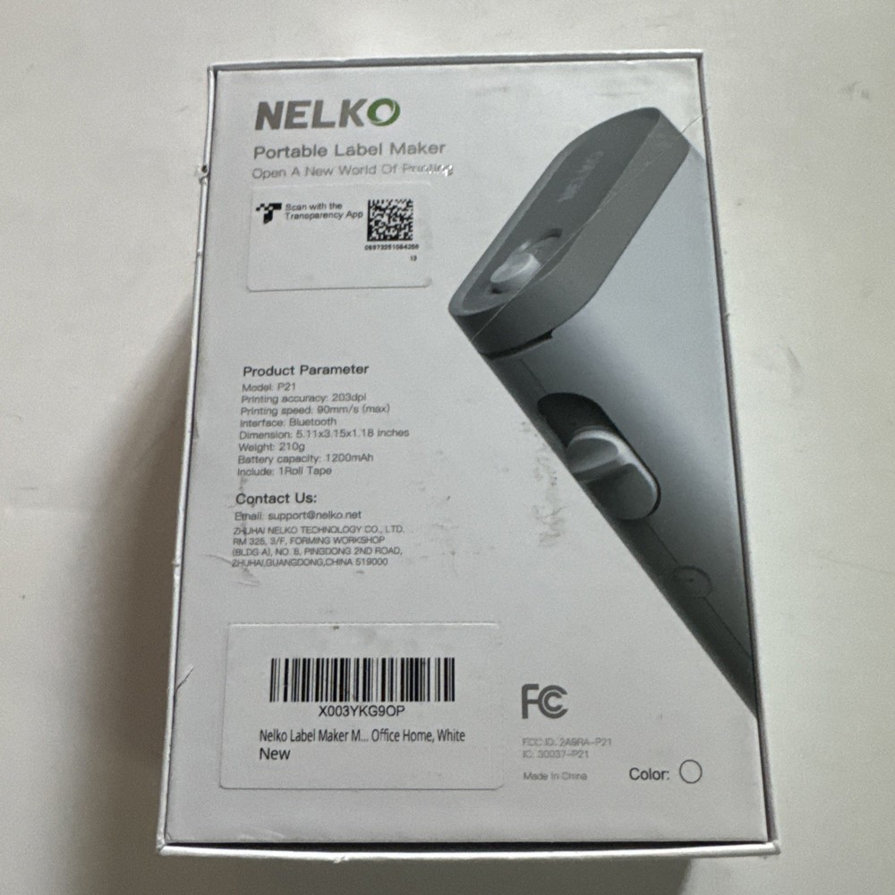 Nelko P21 Wireless Mini Label Maker Bluetooth Label Printer White