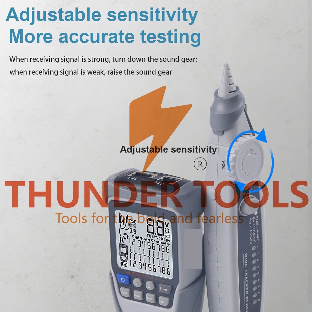 Thunder Tools Handheld Portable Network Cable Tester LCD Large Screen