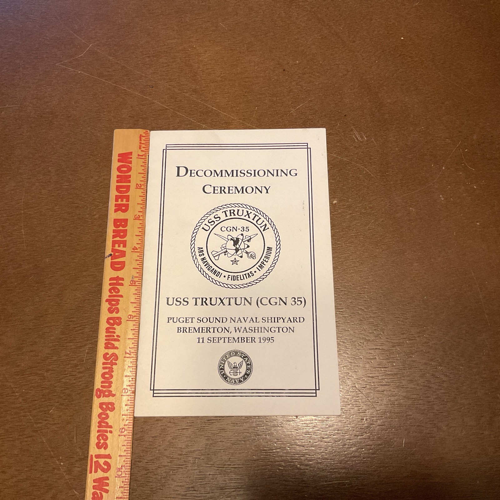 1995 Decommissioning Ceremony USS TRUXTUN CGN 35 Handout Pamphlet Vintage