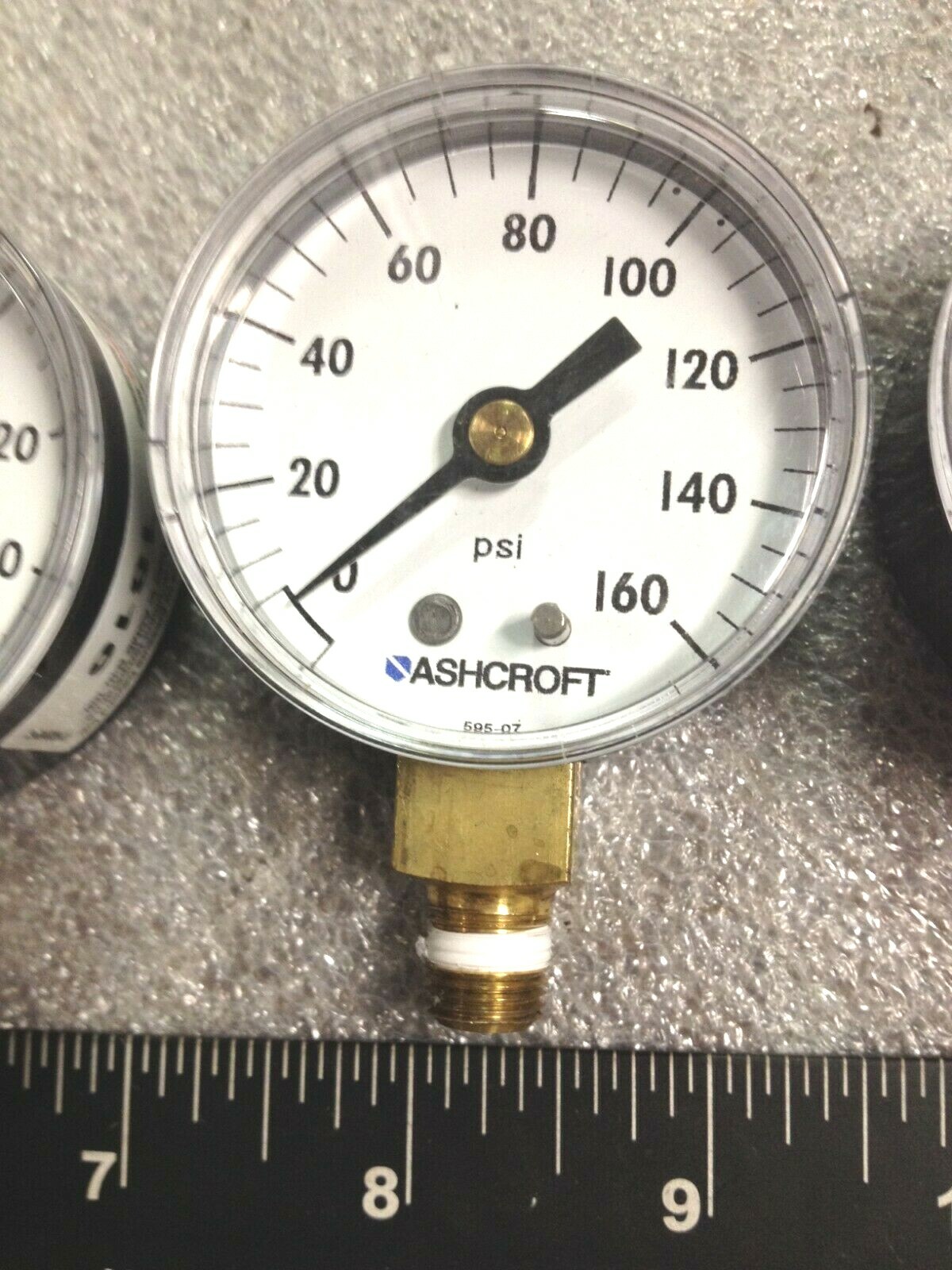 Lot of 4 Ashcroft 0-160 Psi Bottom Mount 2" Face 595-07 Pressure Gauges 160psi